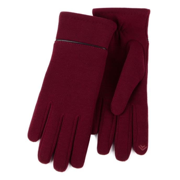 Isotoner Ladies Thermal SmarTouch Glove With Piping Detail Burgundy Extra Image 1
